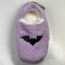 Bat Slipper Socks Purple Faux Fur Machine Washable Women's Small/Medium 5-7