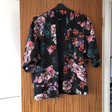 Oasis Black Pink Floral Kimono Style Ladies  Wedding Guest Occasion Jacket 12