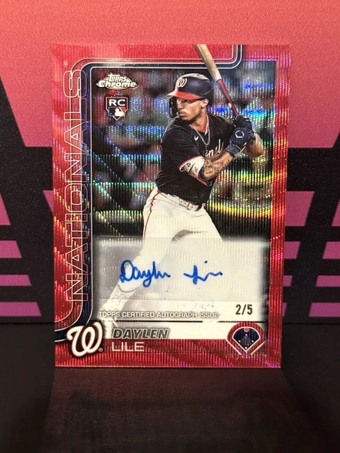 2025 Topps Chrome Update Daylen Lile Red Wave Refractor Auto /5 Nationals #AC-DL