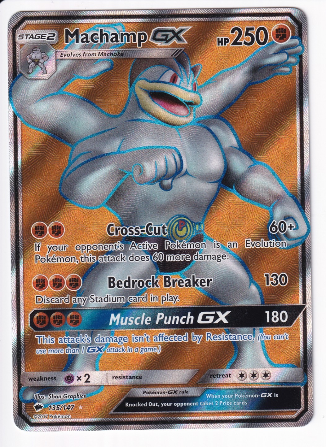 Machamp GX (Full Art) Holo Ultra Rare SM - Burning Shadows 135/147 NM