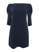 Vince Camuto Women's Puff-Shoulder Shift Dress (0, Navy) 689886487480