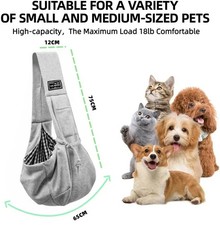 Dog Cat Sling Carrier Hands Free Reversible Pet Pouch Bag for Small Pets Grey US