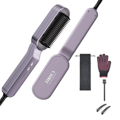 Ionic Hair Straightener Brush, 2 in 1 Straightening Brush, Straightening Comb...