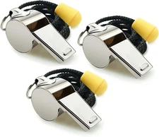 Sports Whistles 3 Pack with Lanyards Loud Crisp Sound for Coaches
