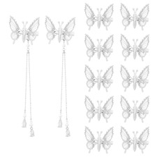 12 PCS 3D Moving Silver Butterfly Hair Clips Tassel Butterfly Clips Metal Movi