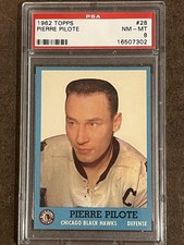 1962 Topps HK #28 PSA 8 Pierre Pilote Black Hawks 28