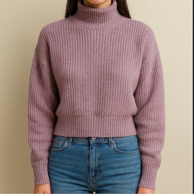 Bohme Women's Ribbed Purple Turtle Neck
