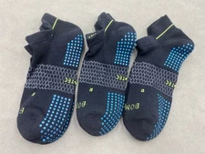 3 Pairs Bombas All-Purpose Men Black Free walking Grippers Ankle Socks Size L