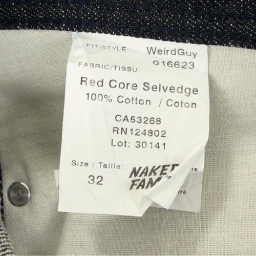 Naked and Famous Men's Size 32x32.5 Weird Guy Red Core Selvedge Raw Denim Jeans - Picture 2 of 11