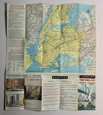 Vintage 1959 New York City Rapid Transit Map Auto Routes Seamen's Bank NYC