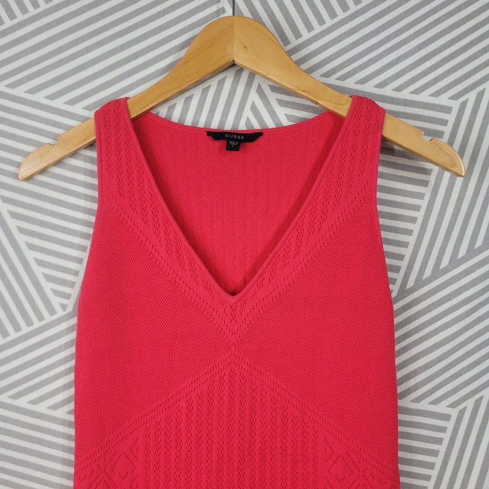 Mini Vestido Guess Bodycon Tejido Talla Grande Rosa Texturizado Sexy Funda Club Noche Foto 4 de 4