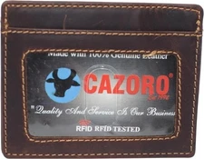 CAZORO Front Pocket Minimalist Vintage Leather Slim Wallet RFID Blocking...