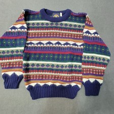 VTG New Era Multicolor Geometric Abstract Acrylic Pullover Sweater USA Made KidL