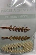 New Bobby Pins Beautiful Pearls And Gold Leaf Style.