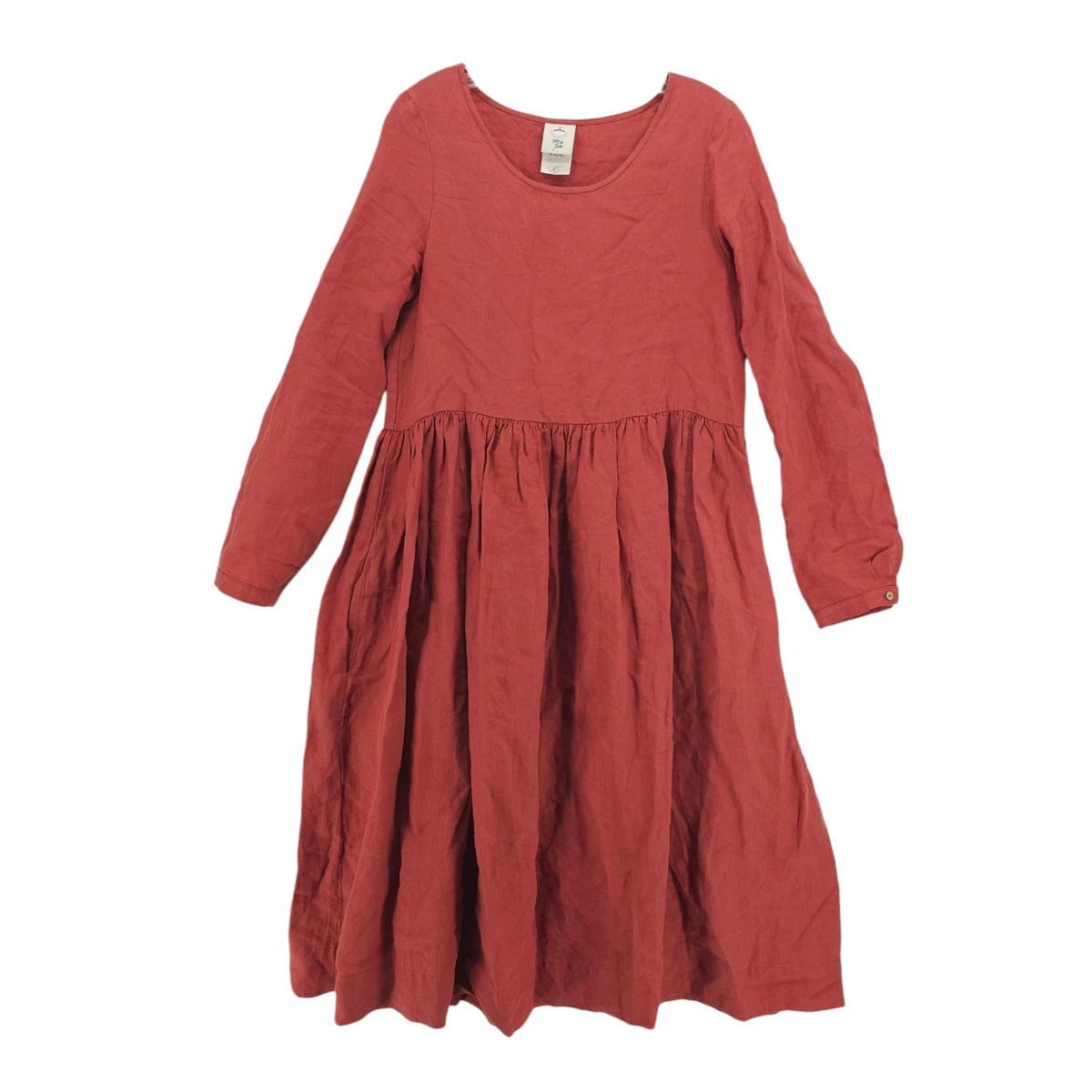 knee length dresses for ladies Womens red linen midi summer dress 4894 – Xiaolizi main image 1