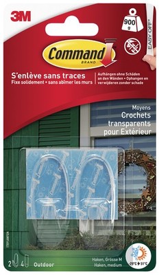 3M Command Outdoor Haken transparent Kunststoff Göße: M Tragkraft: 900 g 2 Haken