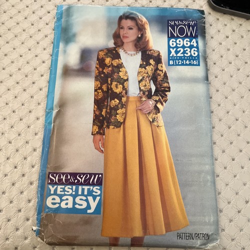 Butterick 6964 x236 See & Sew Now Sewing Pattern Jacket & Skirt 12/14& 16 - Picture 1 of 4