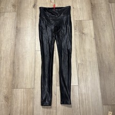 Spanx Faux Leather Leggings High Rise Stretch Black Shapewear Pants Womens Small
