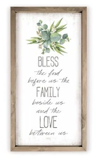 Bless the Food Before Us And Family Beside Us Succulent Framed Wood Rustic St...
