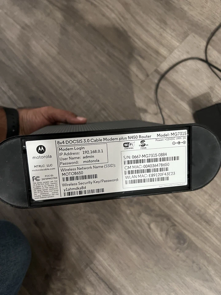 Motorola MG7315 Black Modem Cable Box Only - Image 3 of 3