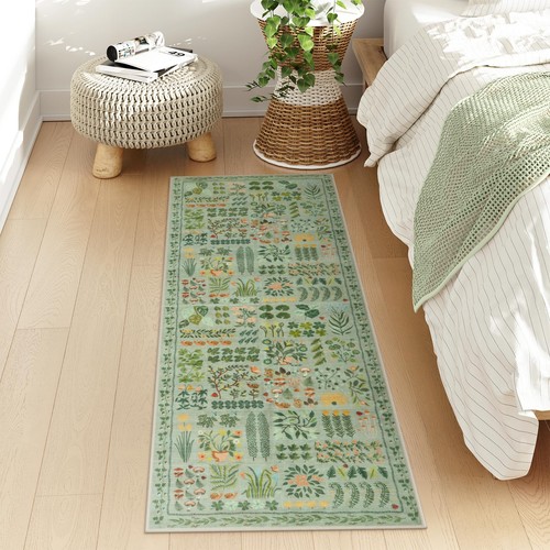 Washable Green Runner Rug 2x6 - Non Slip Runner for Hallway Kitchen, Entryway... - Picture 7 of 8
