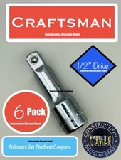 6 Pack Craftsman 1/2-in. drive 3" Extension Bar CMMT44133 1/2x3