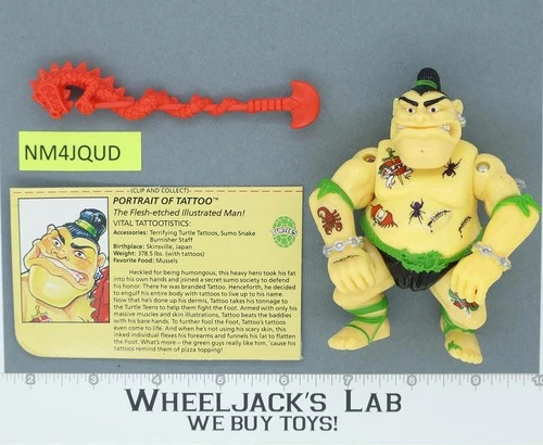 Tattoo 100% Complete Teenage Mutant Ninja Turtles TMNT 1991 Playmates Vintage