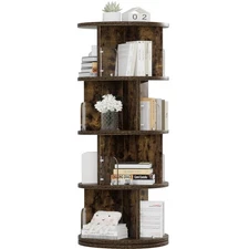 4 Tier Revolving Bookshelf Tower, 360° Display Floor Standing Storage Rack wi...