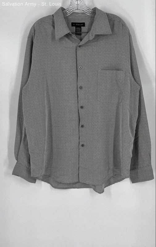 J. Ferrar Mens Gray Long Sleeve Pocket Collared Button-Up Shirt Size XL