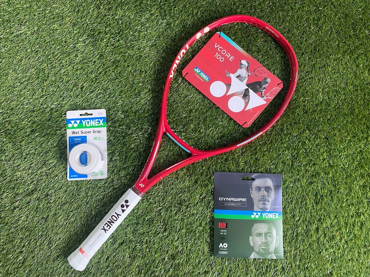 Yonex Ezone 100 Tennis Racquet 4 1/4 String & Over Grip 3 Pack for