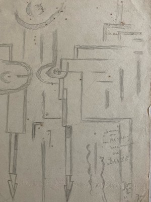 Jeanne Kosnick Kloss 1940 Very Fine Sketch on Paper Pencil Abstract Abstraction