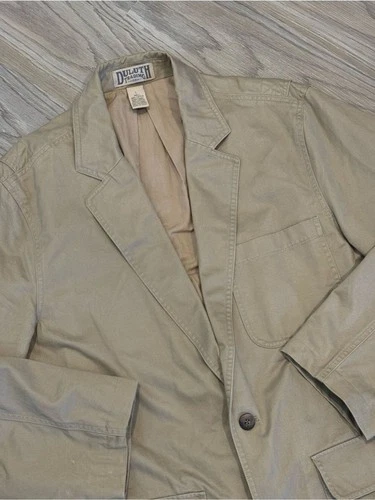 Duluth Trading Co Presentation Jacket Men’s L Khaki Cotton Chore Blazer Workwear - product listing photo