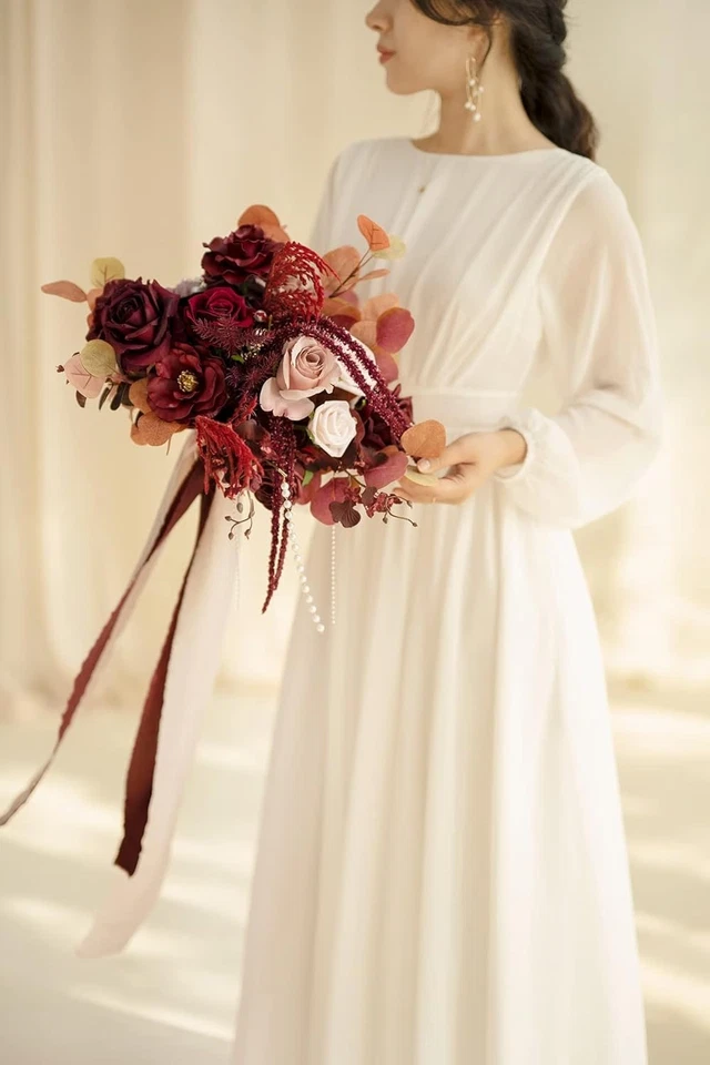 Buquês de casamento Ling's Moment 11" preto e rosa empoeirado para noiva - SEM FITA - Imagem 2 de 4