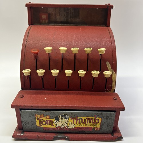 Vintage Tom Thumb Metal Toy Cash Register - Red - 1950's Child's Toy - Picture 2 of 24
