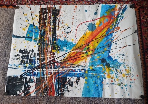 ORIGINAL LARGE DAM DAVIDO ACRYLIC ON CANVAS SIGNED UNFRAMED FRENCH - Picture 3 of 13