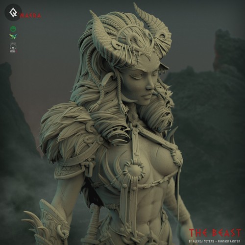 Qmaera - The Cursed Queen/Satyr/3D Printed/Unpainted/Unassembled - Picture 7 of 7