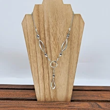 Lia Sophia ESCAPADE / BEGUILE Necklace 18-21" Silvertone Beaded Y-Drop Design