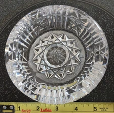 Vintage Lead Crystal Cigar Cigarette Ashtray Star 3 slot Clear glass 5.5"OD Lrg