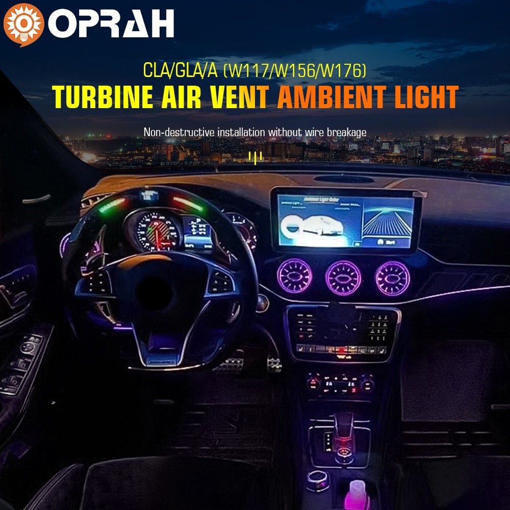 64-Color Air Vent LED Ambient Light for Mercedes CLA/GLA/A W117/W156/W176 Models