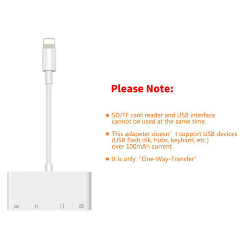 USB to Card Reader Adapter USB Camera Micro SD Memory Slot for iPhone iPad iPod - Picture 8 of 13