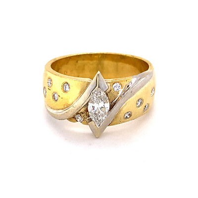 0.51ct Natural Diamond Classic Vintage Marquise Engagement Ring 18k Gold