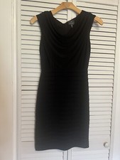 ADRIANNA PAPELL Womens Size 2 Dress Lined Sleeveless Black Tiered Bodycon Pencil