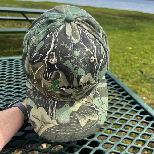 LAFARGE in Black on Greens Camouflage Fabric Hat Cap Snapback Otto Brand EUC - Picture 8 of 10