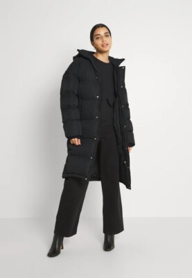 Missguided Women's Longline Padded Puffer Winter Jacket Long Black