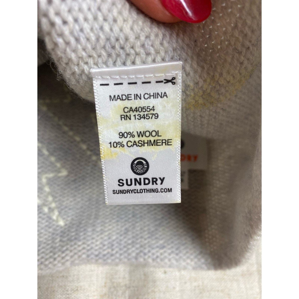 SUNDRY White Bolts Embroidered Wool Cashmere Beanie | eBay display picture 2
