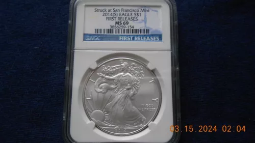 2014 S American Eagle 1oz. Silver MS69 First Releases NGC #154