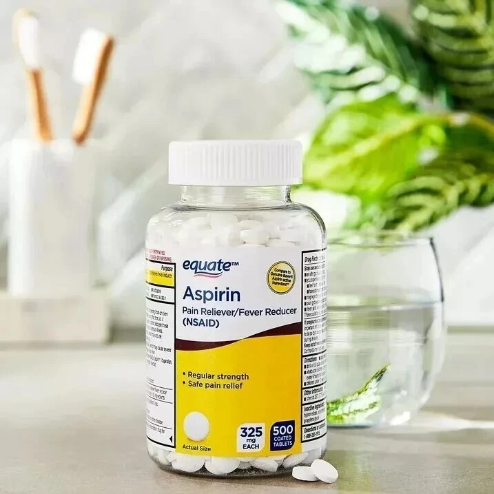 325 mg Back Muscle Pain Reliever/Fever Reducer Equate Aspirin Tablets 500 Ct - Image 2 of 4