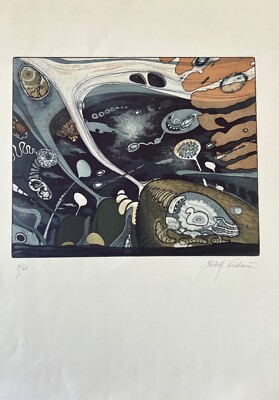 Vintage Print by Rudolf Kriebaum,  DAS EXPERIMENT , Signed, numbered  7/60, 1973