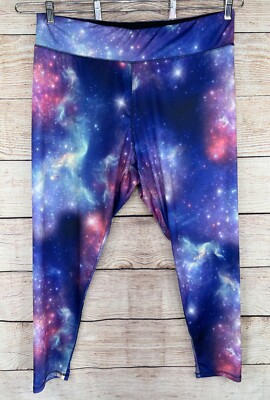 Zone Pro Women's 3X Plus Blue Pink Purple Galaxy Print Activewear Pants EUC