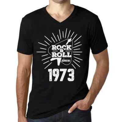 ULTRABASIC Herren T-Shirt V-Ausschnitt Gitarre und Rock & Roll seit 1973 Guitar and